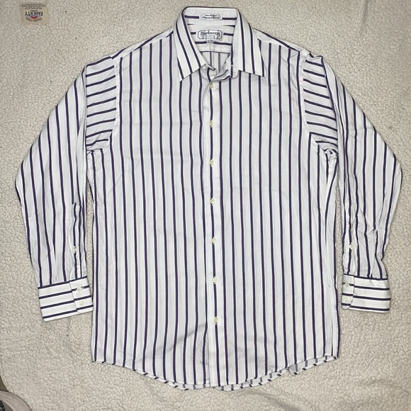 Burberry Striped Long Sleeve Button Down Dress Shirt: Size 15.5x35 - Picture 1 of 13
